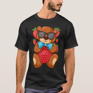 T-shirt Enfants mignonne fraise Teddy Ours Stuffé Jouet