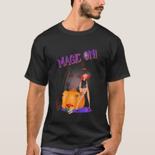T-shirt Enfants mignonne sorcière avec chat noir ~ sorcell