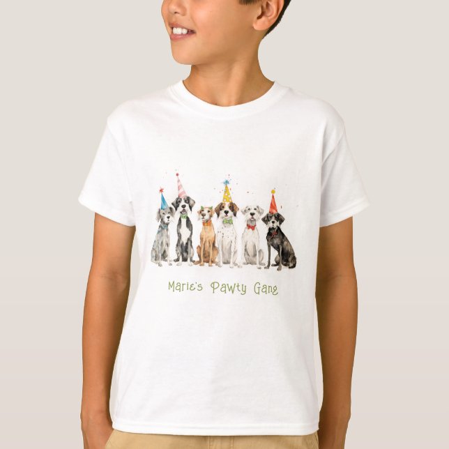 T-shirt Enfants mignons Aquarelle Chien mou Fête d'anniver (Devant)