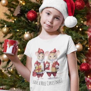 T-shirt Enfants mignons Noël Animal souris Enfants festifs