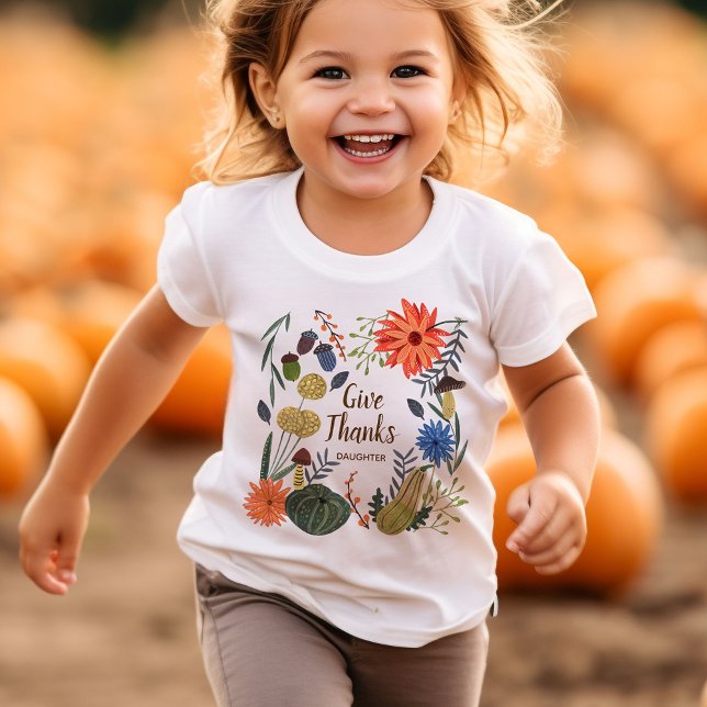 T-Shirt Enfants mignons Thanksgiving tomber (Daughter Kids Thanksgiving fall outfit T-Shirt)