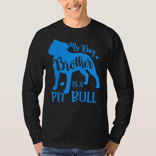 T-shirt Enfants Mon Grand Frère Mignonne Est Un Pitbull Po (Devant)