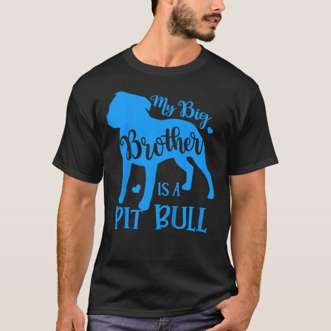 T-shirt Enfants Mon Grand Frère Mignonne Est Un Pitbull Po (Devant)