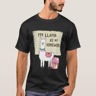 T-shirt Enfants Mon Lama A Mangé Mon Devoir Retour Au Ly