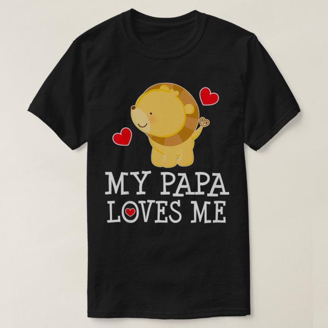 T-shirt Enfants Mon Papa M'aime Lion Petit-fils (Design devant)