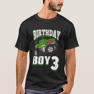 T-shirt Enfants Monster Camion Birthday Boy Is 3 Kids 3rd