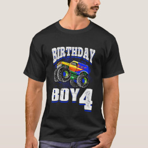 T-shirt Enfants Monster Camion Birthday Boy Is 4 Kids 4th