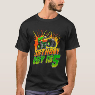 T-shirt Enfants Monster Camion Birthday Boy Is 5 Kids 5th