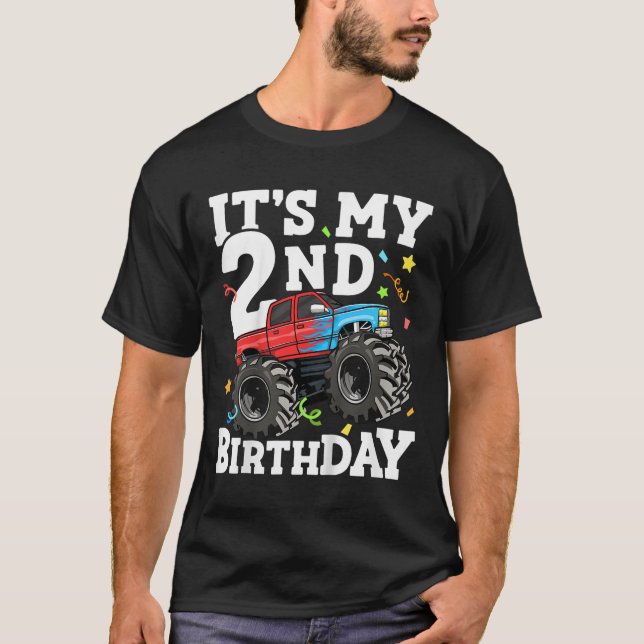 T-shirt Enfants Monster Camion Mon 2e anniversaire garçon  (Devant)
