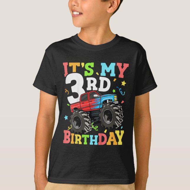 T-shirt Enfants Monster Camion Mon 3e anniversaire Garçon  (Devant)