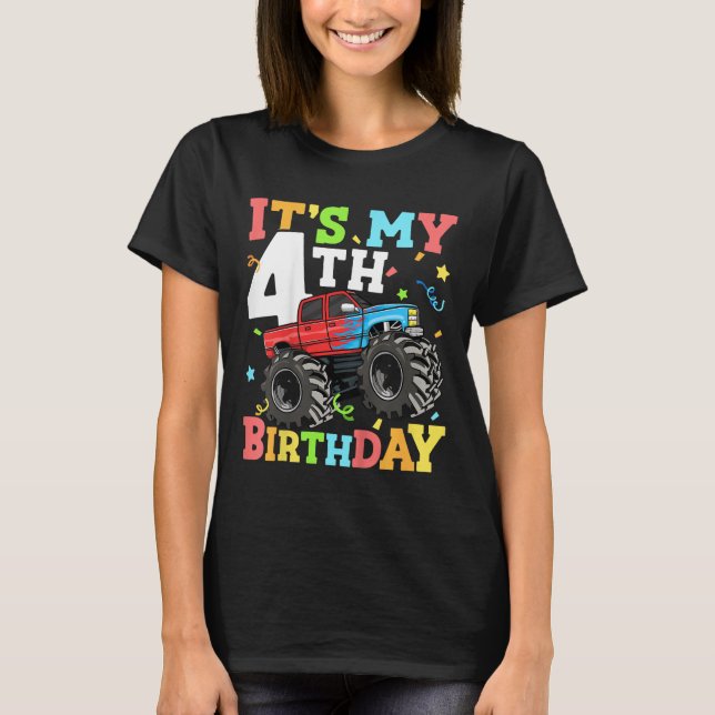 T-shirt Enfants Monster Camion Mon 4e anniversaire Garçon  (Devant)
