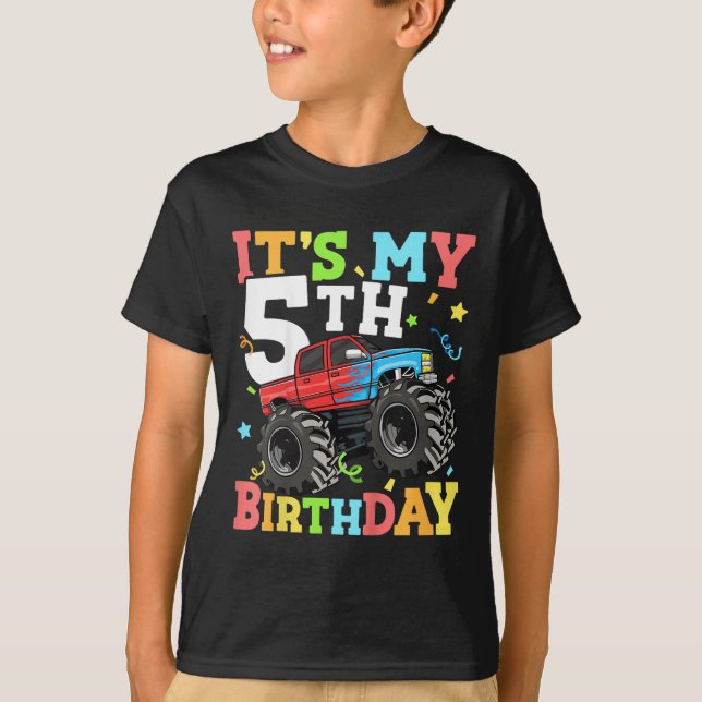 T-shirt Enfants Monster Camion Mon 5e anniversaire garçon  (Devant)