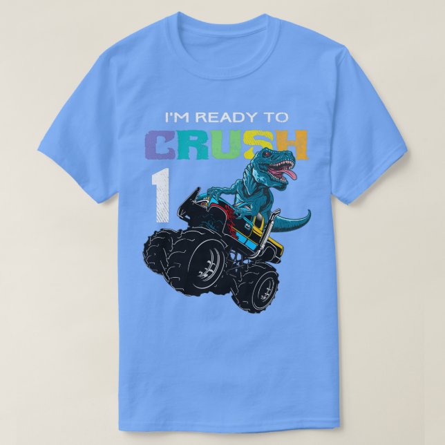 T-shirt Enfants Monster Truck Dinosaur 1er anniversaire Fu (Design devant)