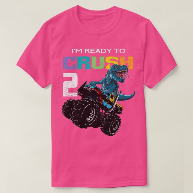 T-shirt Enfants Monster Truck Dinosaur 2e anniversaire Fun (Design devant)