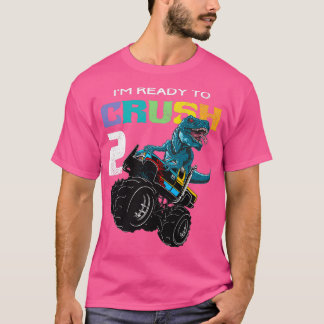 T-shirt Enfants Monster Truck Dinosaur 2e anniversaire Fun