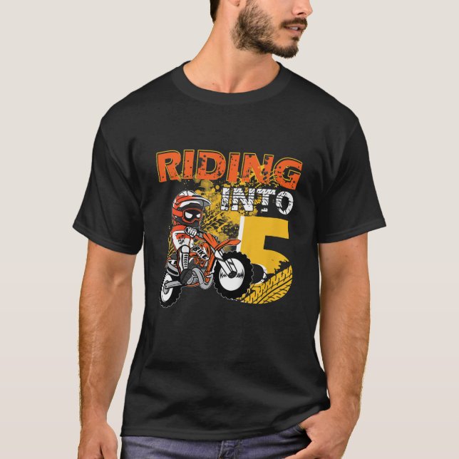 T-shirt Enfants Monter 5 ans Dirt Biker 5e anniversaire (Devant)
