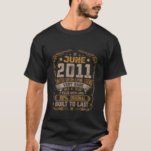 T-shirt Enfants Nés En Juin 2011 10E Anniversaire Rétro 10