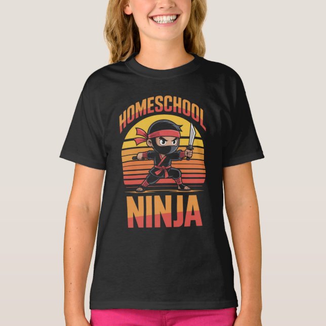 T-shirt : Enfants Ninja de l'école à la maison – Chibi Nin (Devant)