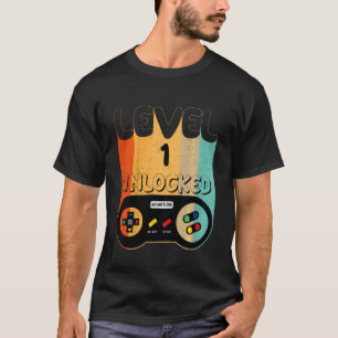 T-shirt Enfants Niveau 1 Jeu vidéo déverrouillé 1e anniver