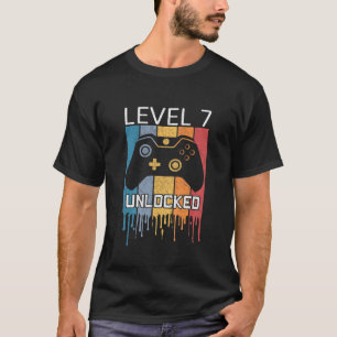 T-shirt Enfants Niveau 7 Déverrouillé Jeu Vidéo Vintage 7E