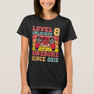 T-shirt Enfants Niveau 8 Déverrouillé Vidéo Vintage Jeu 8e