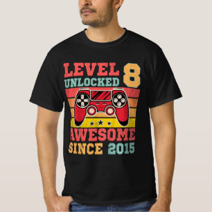 T-shirt Enfants Niveau 8 Déverrouillé Vidéo Vintage Jeu 8e
