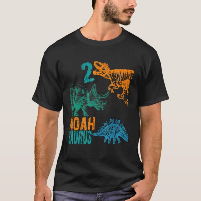 T-shirt Enfants Noah Saurus 2e anniversaire Boys Rex Anniv (Devant)