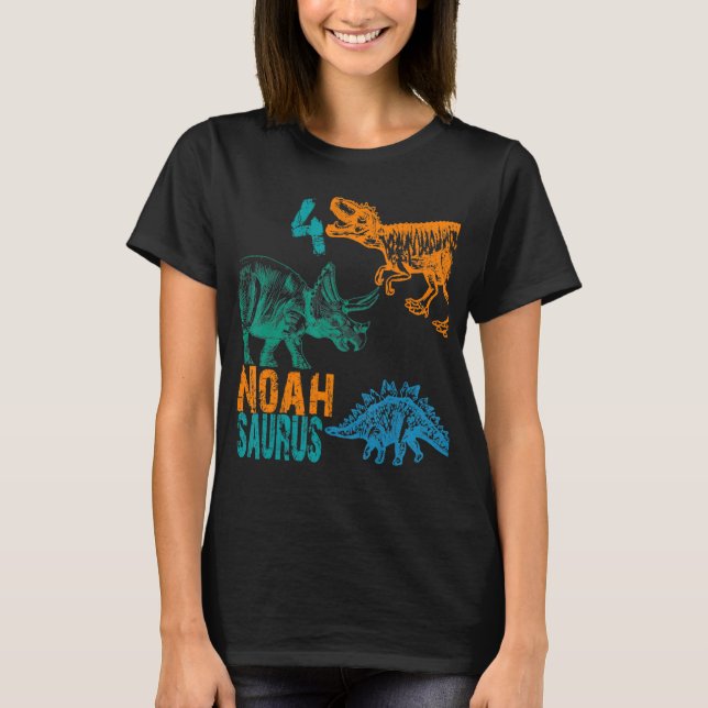 T-shirt Enfants Noah Saurus 4e anniversaire Garçons Rex An (Devant)