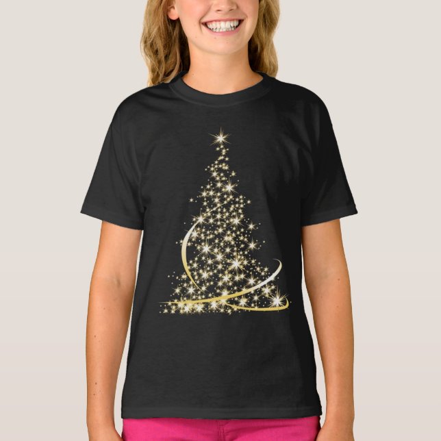 T-shirt Enfants Noël Arbre Parkling mignon Festif Vacances (Devant)