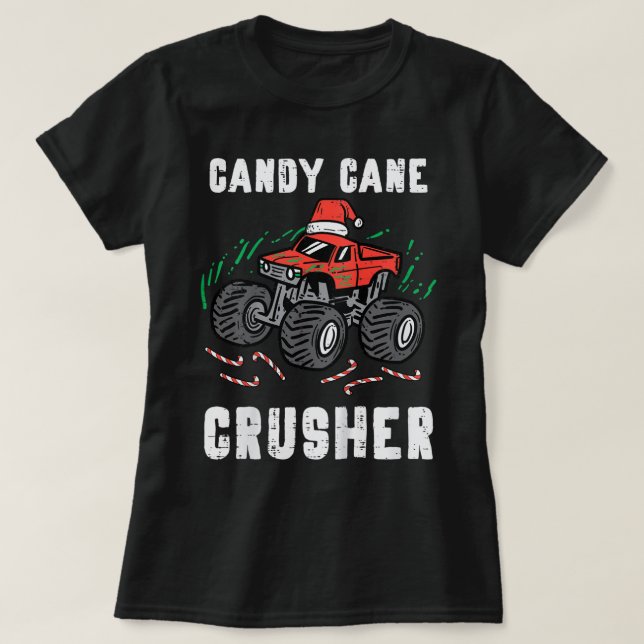 T-shirt Enfants Noël Monster Camion Sucre de canne Croiseu (Design devant)