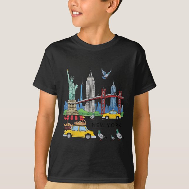 T-shirt Enfants Nyc Souvenir New York City Usa Icons Jaune (Devant)