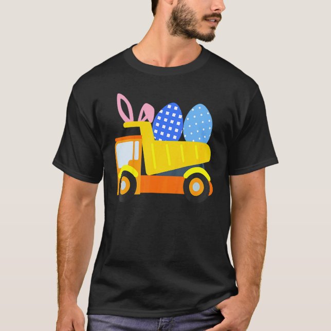 T-shirt Enfants OEufs de Pâques Construction Camion Bunny  (Devant)
