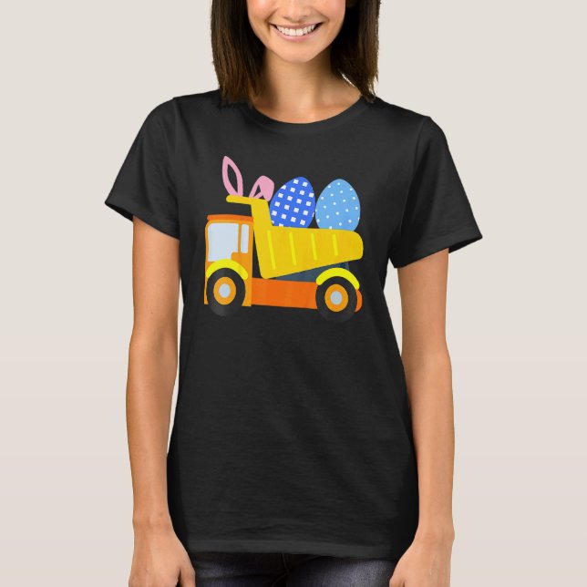 T-shirt Enfants OEufs de Pâques Construction Camion Bunny  (Devant)