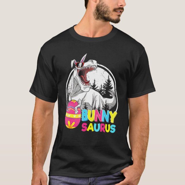 T-shirt Enfants Pâques Bunnysaurus Rex Cool Rex Pâques Din (Devant)