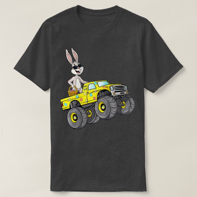 T-shirt Enfants Pâques Rabbit équitation Monster Camion Ga (Design devant)