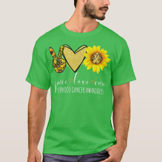 T-shirt Enfants Peace Love Cure Enfance Cancer Tournesol G