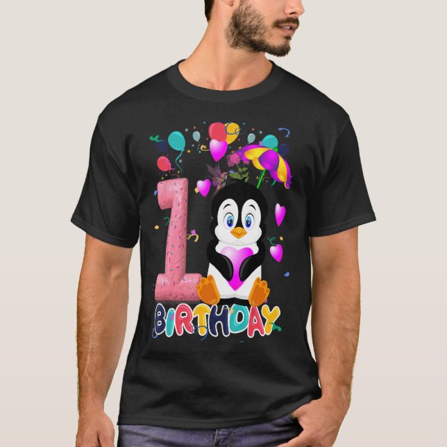 T-shirt Enfants Penguin Anniversaire fête 1 An Garçon 1th  (Devant)