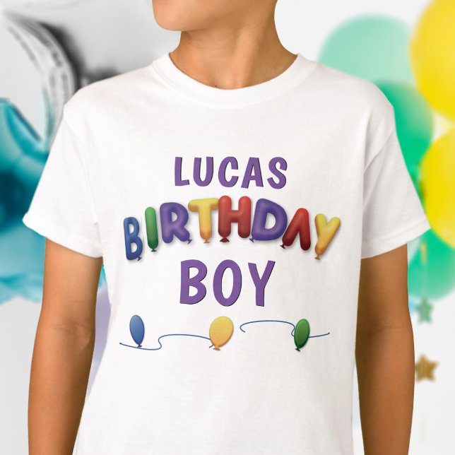 T-shirt Enfants Personnalisé Balloon Enfants Anniv (Just add your name. Can also work for a birthday girl too)