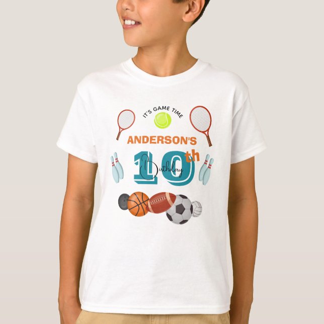 T-shirt Enfants Personnalisés Sports Anniversaire Nom pers (Devant)