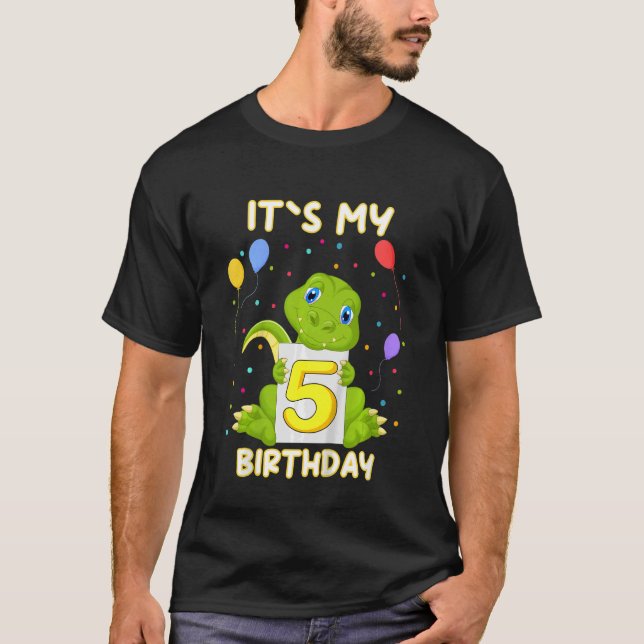 T-shirt Enfants Petit Crocodile Aligator 5e Anniversaire M (Devant)