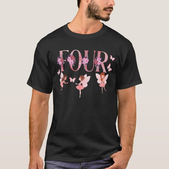 T-shirt Enfants Petite Fée Fille 4e anniversaire 4 ans Fa (Devant)