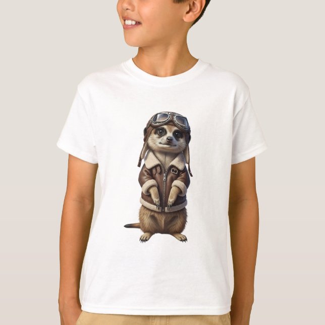 T-shirt Enfants Pilotes de Suricate Aventureux (Devant)