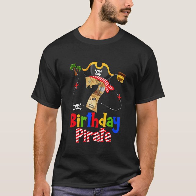 T-shirt Enfants Pirate 7e anniversaire Décorations Enfants (Devant)