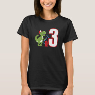 T-shirt Enfants pompier 3e anniversaire Dinosaur camion d'