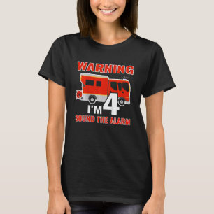T-shirt Enfants pompier avec camion incendie J'ai 4 ans an