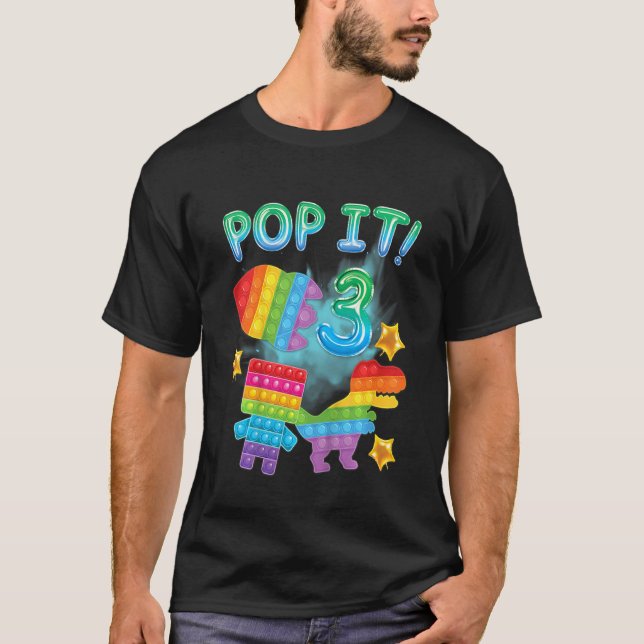 T-shirt Enfants Pop It 3e anniversaire Garçons 3 ans Rex D (Devant)