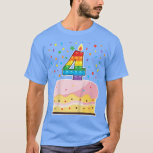 T-shirt Enfants Pop It 4th Birthday cake Girls Boys 4 Year
