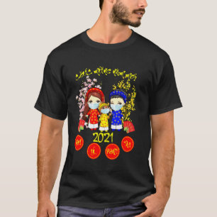 T-shirt Enfants portant un masque heureux Vietnamiens quar