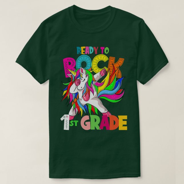 T-shirt Enfants Prêt à rocher 1ère classe Dabbing unicorne (Design devant)
