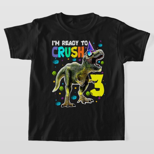T-shirt Enfants prêts à écraser 3 3e anniversaire T Rex Di (Poser)